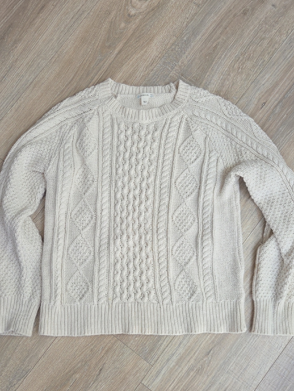 Crewcuts Cream Cable-Knit Crewneck Sweater